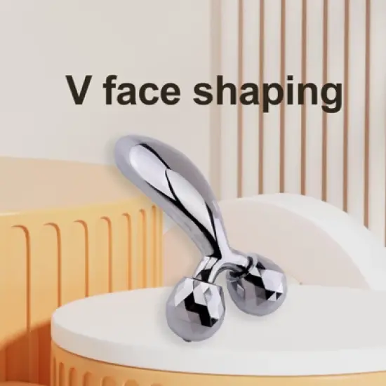 Evo Bytes Skinsculpt Massaging Beauty Roller Tool 3D Face Roller Metal Facial Massager - Silver image {7}