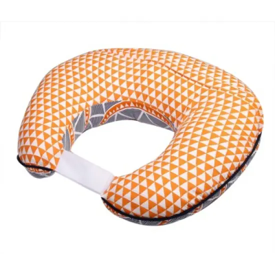 Bacati - 3 pc Liam Aztec Orange/Navy Large Triangles Muslin Hugster Feeding & Infant Support Nursing Pillow with 2 removable zippered covers  image {8}