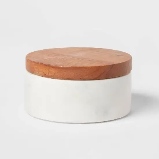 Marble/Wood Salt Cellar with Wooden Lid - Threshold&trade;: Multicolored Kitchen Mortar & Pestle Accessory image {3}