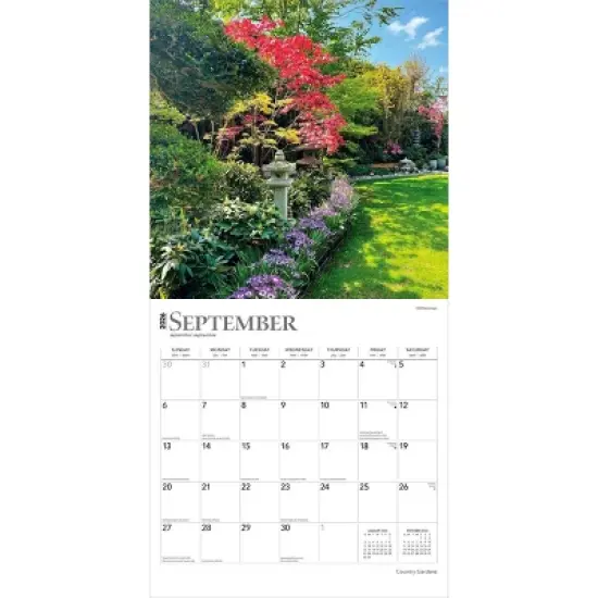 BrownTrout Country Gardens 2026 12"x24" Hanging Square Wall Calendar Plastic-Free image {3}