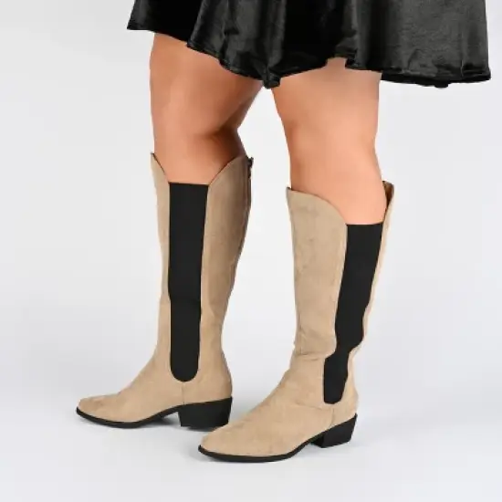 Journee Collection Womens Celesst Tru Comfort Foam Wide Calf Stacked Heel Knee High Boots image {8}