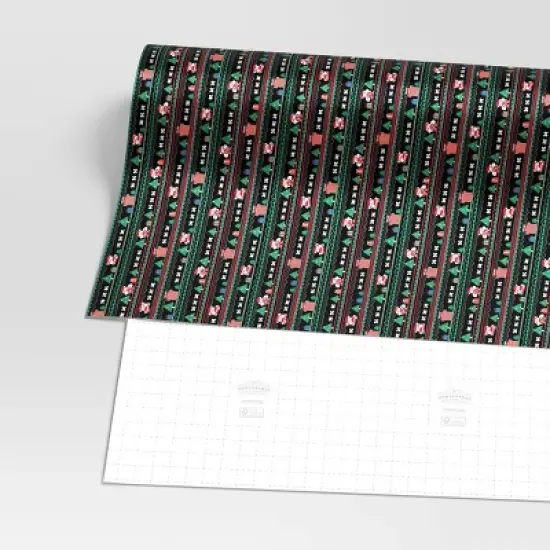30" 50 sq ft Christmas Roll Wrap Sweater Pixel Print on Black - Wondershop&trade; image {2}