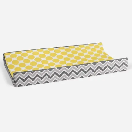 Bacati - Ikat Zigzag Yellow Dots Muslin Changing Pad Cover image {2}