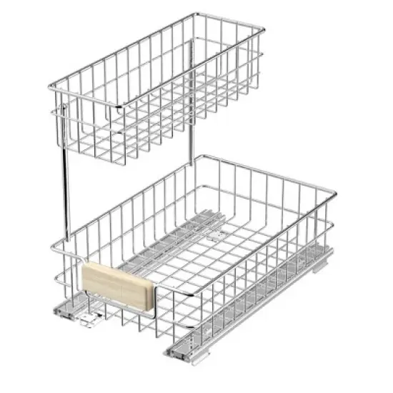 Pull Out Cabinet Organizer, Under Sink Slide Out Storage Shelf with 2 Tier Sliding Wire Drawer image {16}