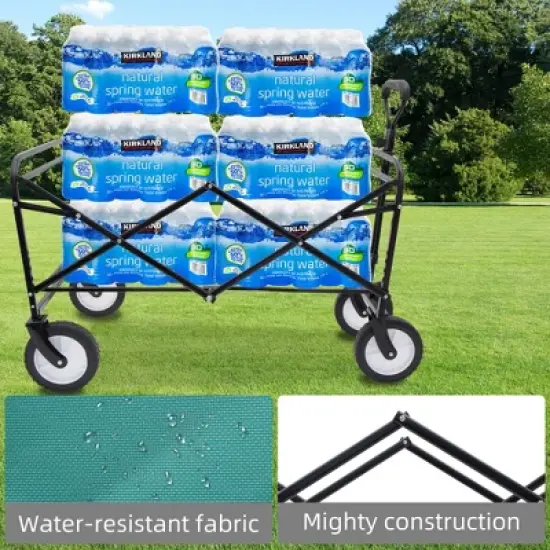 SKRAN Outdoor Sport Foldable All Terrain Pulling Pull-Along Wagons with Strapping System,Weight Capacity 225 LBS for Shopping,Garden,Camping image {12}