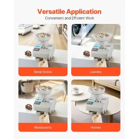 VEVOR Coin Counter, Professional Coin Sorter with LED Display Holds up to 11000 Coins, Automatic Coin Sorter and Wrapper Machine for All Coins, Grey image {6}