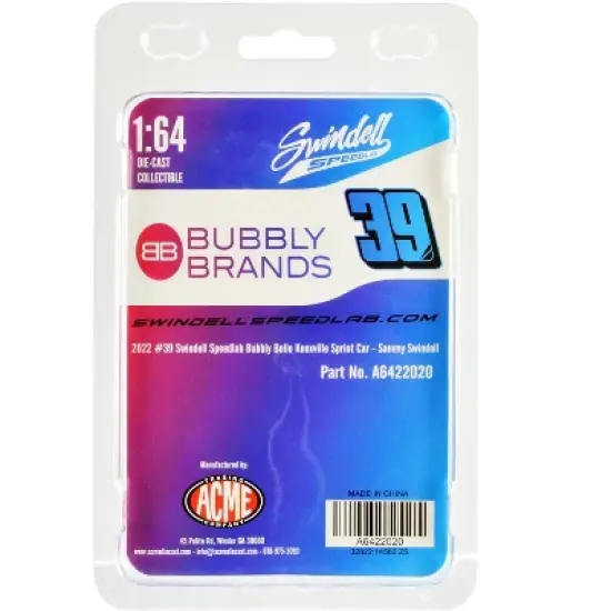 Winged Sprint Car #39 Sammy Swindell "Bubbly Brands" Swindell Speedlab "World of Outlaws" (2022) 1/64 Diecast Model Car by ACME image {1}