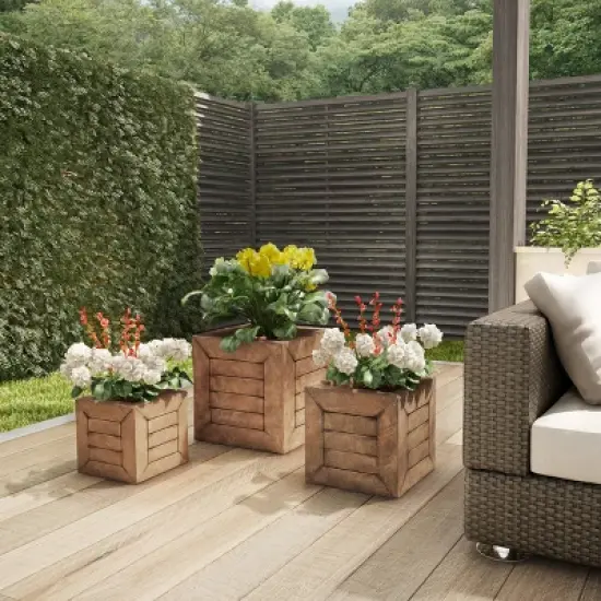 Pure Garden 3-Piece Square Planter Set image {5}