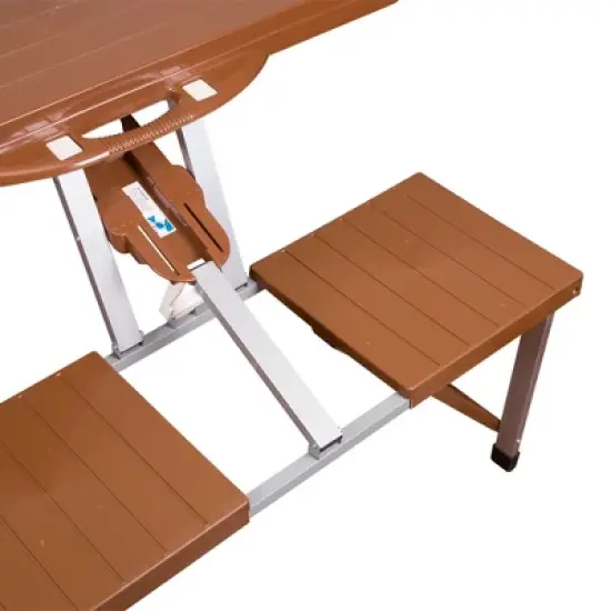 Stansport Picnic Table and Umbrella Combo Pack Wood Grain image {2}