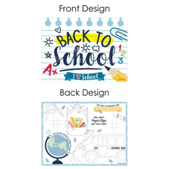 Big Dot of Happiness Back to School - Paper First Day of School Classroom Decorations Coloring Sheets - Activity Placemats - Set of 16 image {4}