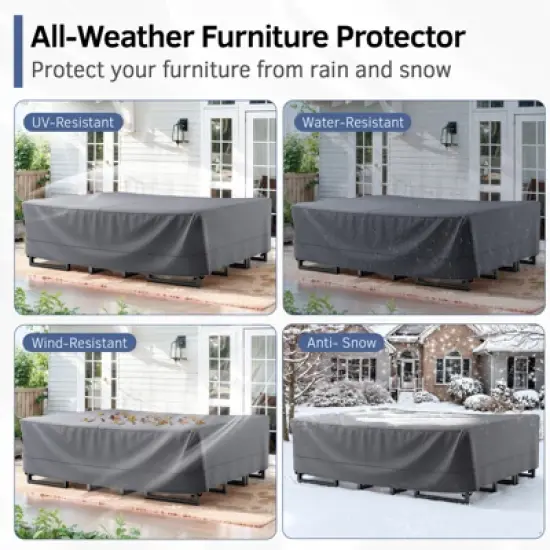 Buenhomino Rectangle Patio Furniture Cover Waterproof Outdoor Dining Table and Chair Cover Anti-UV Outside Sectional Sofa Set Covers image {8}