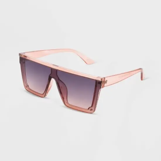 Women's Shiny Plastic Shield Sunglasses - Universal Thread&trade; Rose Pink image {1}