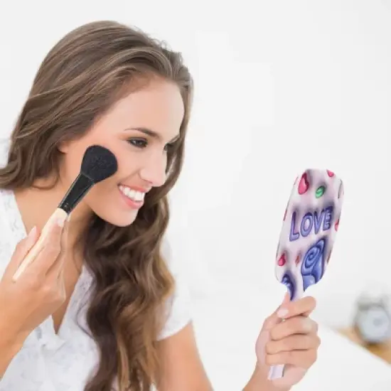 Unique Bargains Durable Square Handheld Mirror Purple Pink 1 Pc image {2}