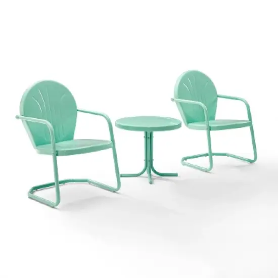 Griffith 3pc Outdoor Conversation Set - Aqua - Crosley image {7}