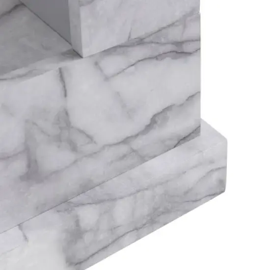 Dridun Faux Marble Fireplace White/Gray - Aiden Lane image {11}