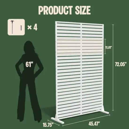 SEVOBAL Patio Decorative Screens 6 Panel Patio Privacy Paged Patio Decorative Screens Patio Screen Decorative for Yard, White, 45.47"*15.75"*72.05" image {2}