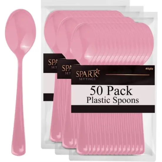 Plastic Spoons Disposable 50 Pack, Heavy Duty Plastic Silverware, Plastic Cutlery Ideal for Hot and Cold Food, Plastic Utensils - SparkSettings image {9}