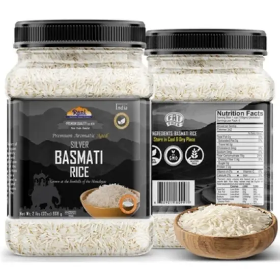 Silver White Basmati Rice Extra Long - 32oz (2lbs) PET Jar - Rani Brand Authentic Indian Products image {4}