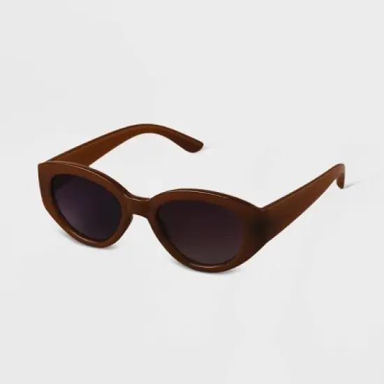 Women's Plastic Oval Sunglasses - A New Day&trade; Brown image {1}