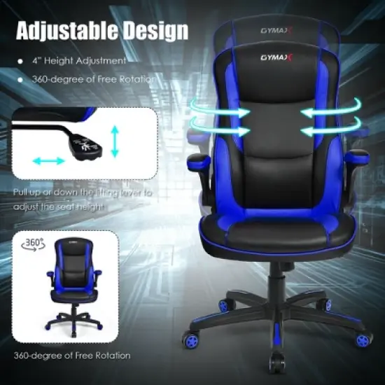Costway Racing Style Office Chair Ergonomic Adjustable Computer Chair w/Flip-up Arm image {9}