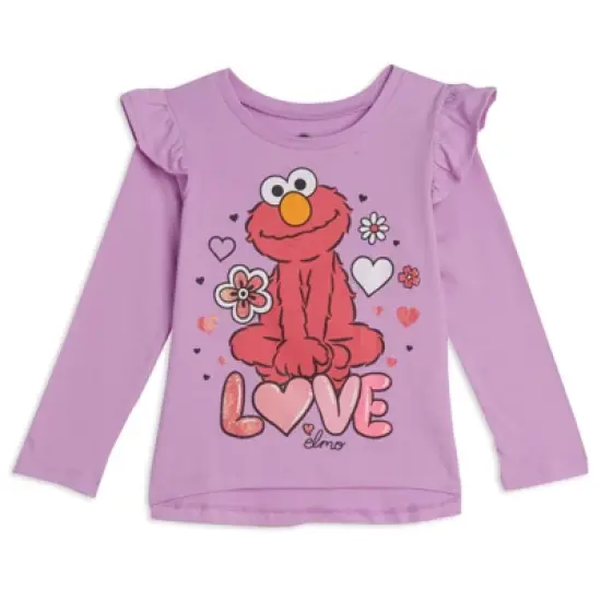 Sesame Street Elmo Girls 2 Pack Peplum Long Sleeve T-Shirts Little Kid image {1}