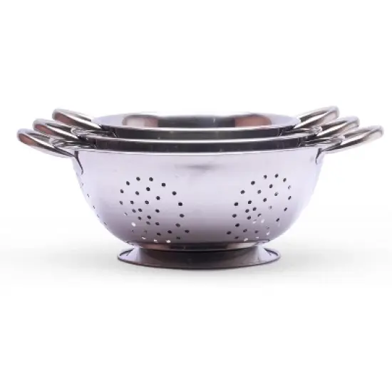 Amco 3-Piece Stainless Steel Colander Set - Multiple Sizes - 1.5, 3, 5 Quart - Durable, Professional Grade Design with Handles for Easy Transfer image {4}
