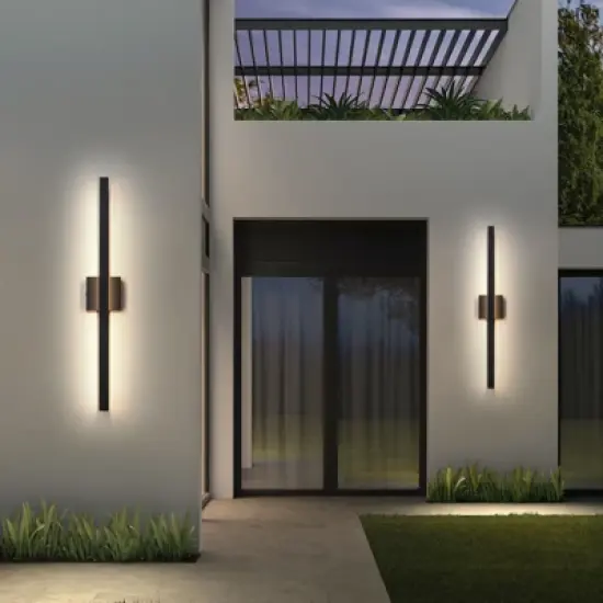 LLHZSY 31  7/10" Matte Black Modern Integrated LED Outdoor Wall Light Fixture Wall Mount for Exterior Porch Yard Patio Garage image {4}