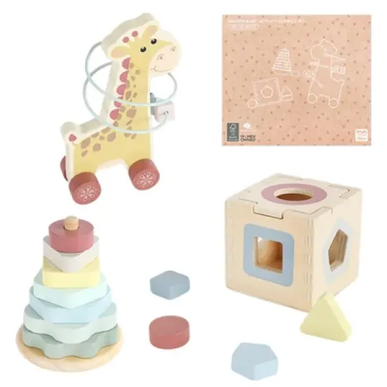 Freniland&trade; - Giraffe Baby 3 in 1 Activity Set Bead Coaster, Stacking Tower and Sorting Cube for 12M+ (CPC Certified) image {5}