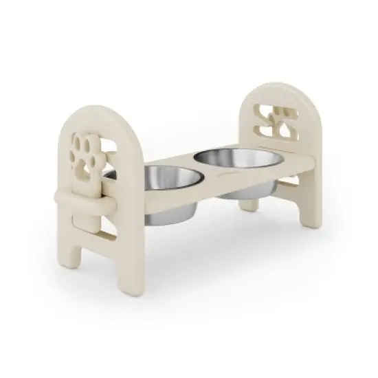 INFURNIC Pet Bowl Adjustable Travel Ready Recycled Durable Poly Lumber Easy to Pack Modern Design, Beige, 19"*7"*9.5" image {5}