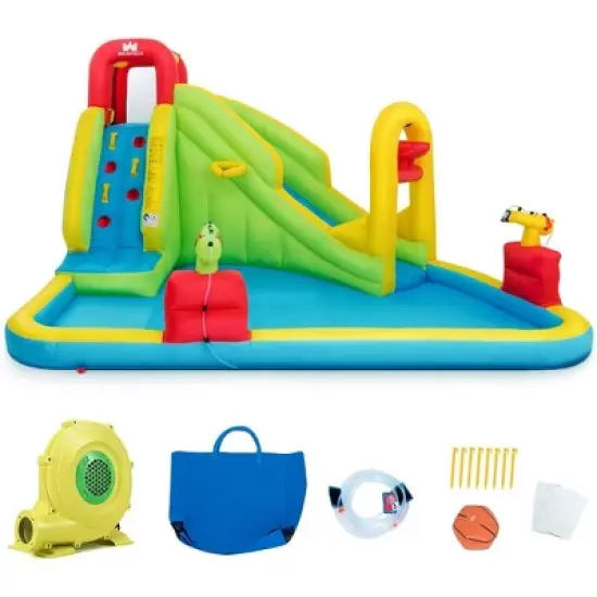 Costway Inflatable Water Slide Kids Bounce House w/480w Blower image {6}