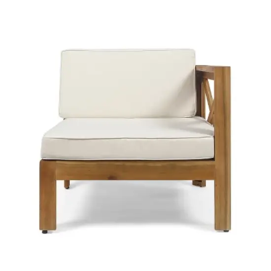 GDFStudio Allaire Acacia Wood 3 Seater Sectional Sofa Set with Ottoman image {12}