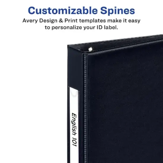 Avery 1" Mini Durable 3 Ring Binders, Round Rings, Holds 5-1/2" x 8-1/2" Paper, 175-Sheet Capacity, Black, 2 Pack (13456) image {3}