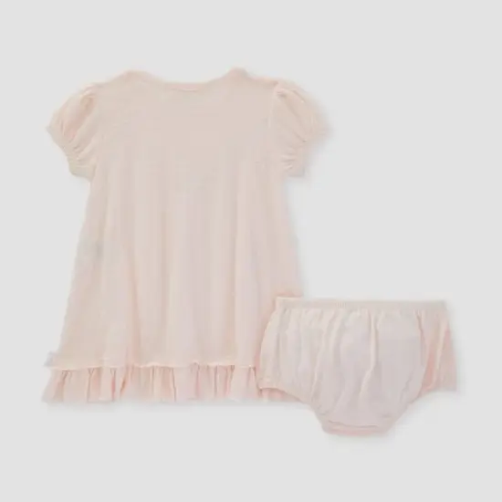 Burt's Bees Baby&reg; Baby Girls' Pointelle Dress & Diaper Cover Set - Light Pink image {1}