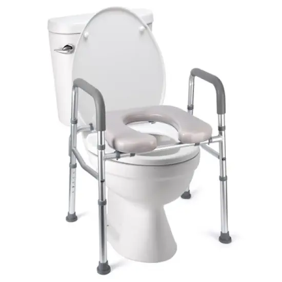 Whizmax Raised Toilet Seat, 350LB Stand Alone Homecare Commode Bathroom Assist Frame for Elderly,Handicapped, Adjustable Height, Padded Seat image {6}