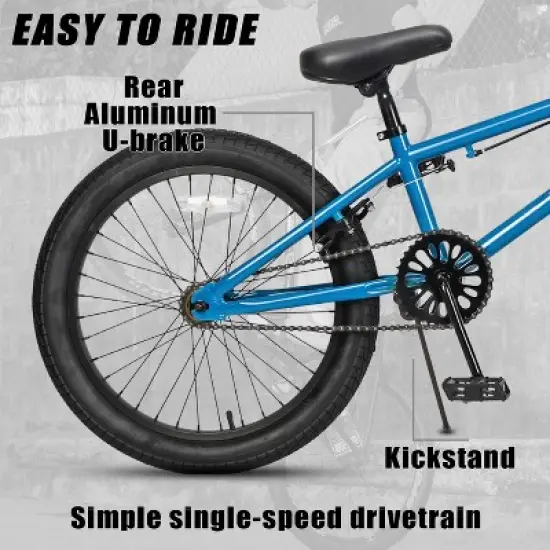 Itopfox Freestyle BMX Bike for Kids Ages 5-13, Beginner Level Rider with Durable Hi-Ten Steel Frame, Easy to Ride & Assemble, Multiple Colors image {2}