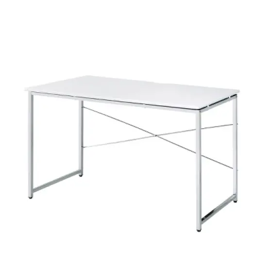 GlasFlength Desks Metal Frame Rustic Computer Desk Gaming Desk Home Office Desk Simple Design for Small Spaces, White, 47.5"*24.5"*28.5" image {2}