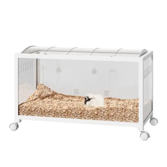 COZONY Metal Hamster Cage with Acrylic Sides, Chew-Proof Dual Doors, Stackable Small Animal Habitat with Wheels for Hamsters, Guinea Pigs & Gerbils image {9}