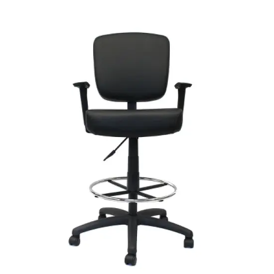 Modern Drafting Stool Black - Boss: Office Chair with Adjustable Arms & Footring image {5}