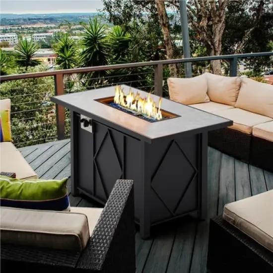 Yaheetech Outdoor Propane Gas Fire Pit Table 43 inch Auto-Ignition 2 in 1 Gas Firepit image {7}