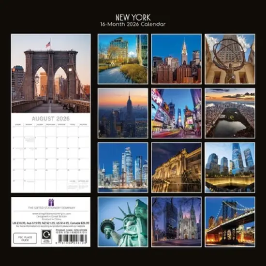2026 Square Wall Calendar, New York, 16-Month Passport Collection Theme with 180 Reminder Stickers (12x12 In) image {3}