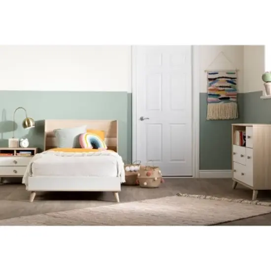 Yodi 2 Drawer Nightstand Soft Elm/White - South Shore image {3}