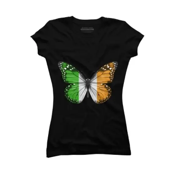 Junior's Design By Humans Butterfly Flag Of Ireland By GiftsIdeas T-Shirt image {2}