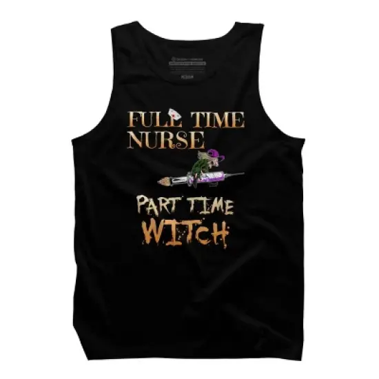 Men's Design By Humans Halloween Costume Full Time Nurse Part-Time Witch By TeeShirtMadness Tank Top image {4}