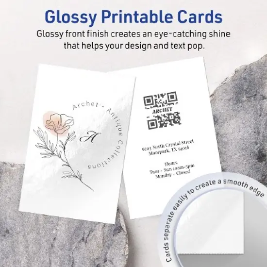 Avery Printable Rectangle Cards, 5" x 7", Glossy White, 20ct image {1}