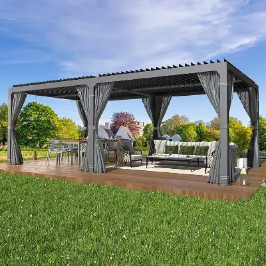 Erommy Outdoor Louvered Aluminum Pergola image {1}