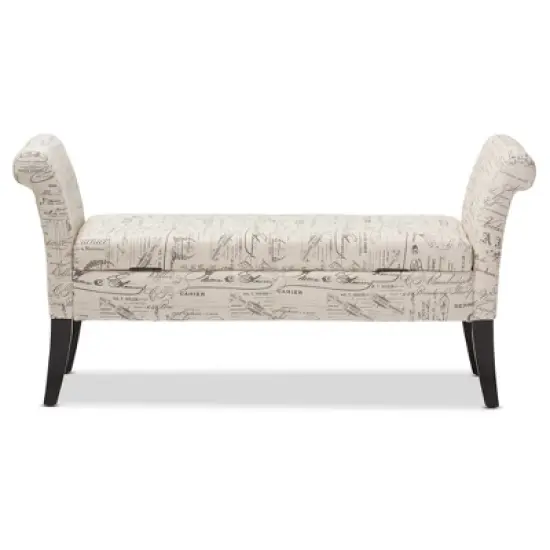 Avignon Script - Patterned French Laundry Fabric Storage Ottoman Bench - Baxton Studio image {4}