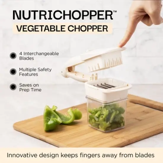 NutriChopper Handheld Vegetable and Fruit Chopper with 4 Stainless Steel Blades & Catch Container image {1}