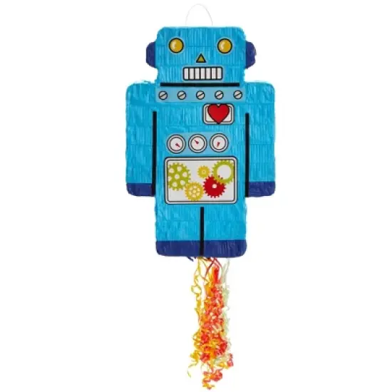 Juvale Pull String Robot Pinata for Science Birthday Party Decorations, Baby Shower, 17 x 11 x 3 In image {5}