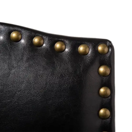 Set of 2 Upholstered PU Barstools with Studded Decor - Glitzhome image {5}