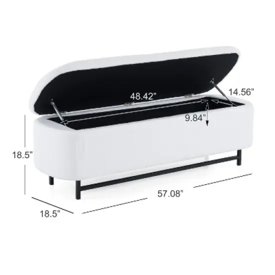 Christopher Knight Home Aurora Modern Wood and Metal Upholstered Storage Ottoman, White/Black image {2}